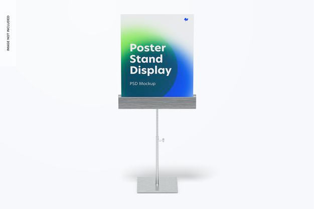 Free Metallic Poster Stand Display Mockup Psd