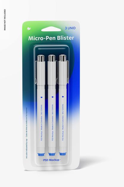 Free Micro-Pen Blister Mockup, Front View Psd