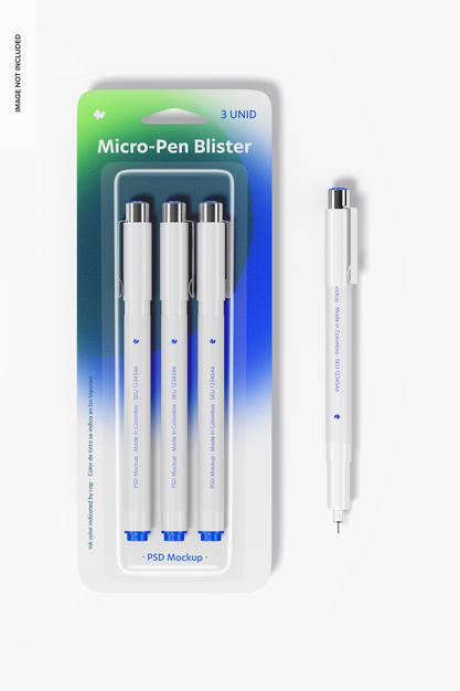 Free Micro-Pen Blister Mockup, Top View Psd