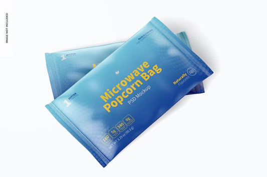 Free Microwave Popcorn Bags Mockup, Perspective View Psd