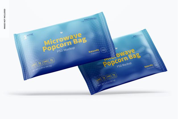 Free Microwave Popcorn Bags Mockup Psd