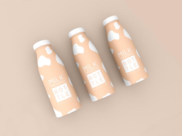 Free Milk Bottle Packaging Mockup Psd