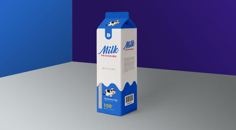 Free Milk Carton Box Packaging Mockup Psd