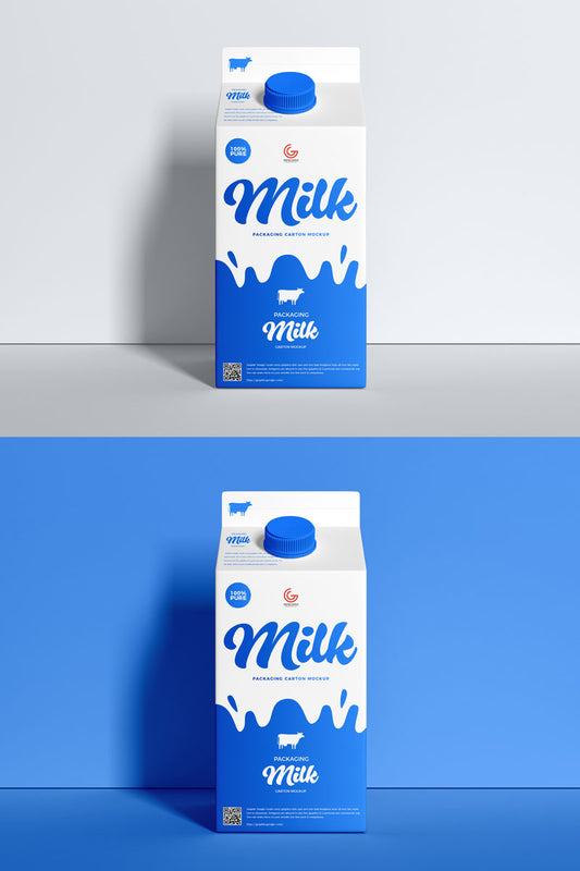 Free Milk Carton Packaging Mockup Psd