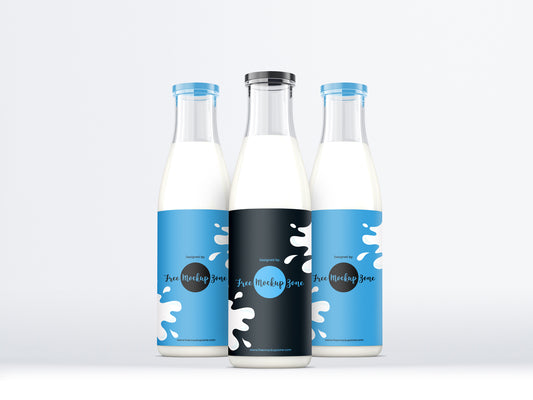 Free Milk Glass Bottle Mockup 2018