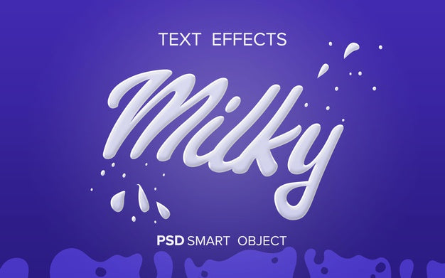 Free Milk Liquid Text Effect Psd