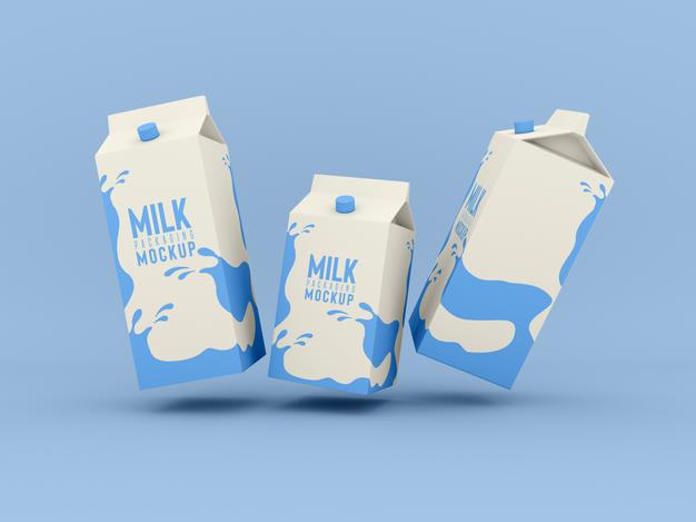Free Milk Packaging Box Mockup Psd