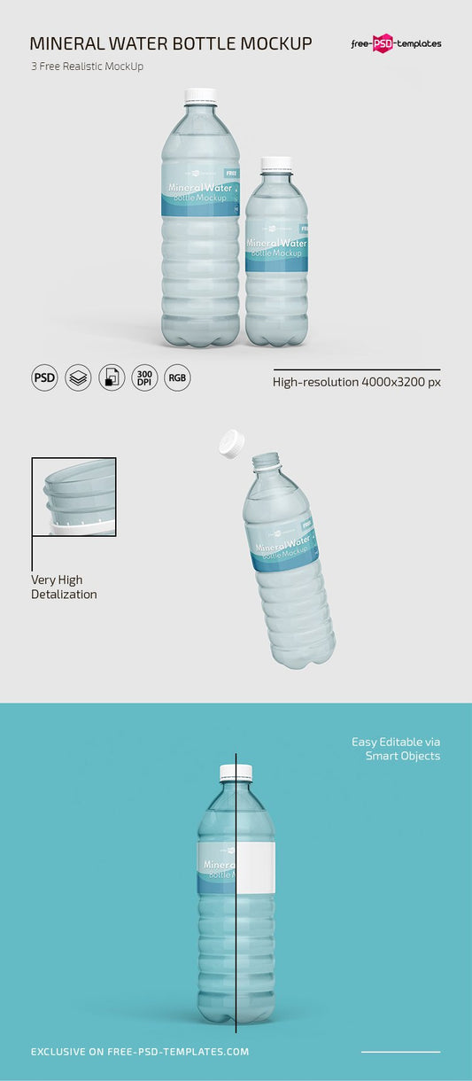 Free Mineral Water Bottle Mockup In Psd