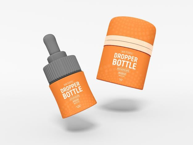 Free Mini Dropper Bottle Packaging Mockup Psd