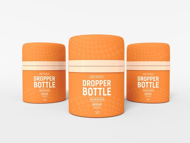 Free Mini Dropper Bottle Packaging Mockup Psd