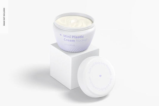 Free Mini Plastic Cream Jar With Lid Mockup Psd