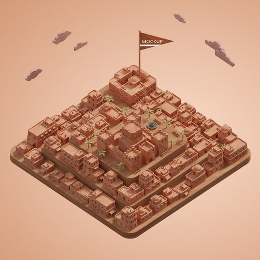Free Miniature 3D Model Of Cities With Mock-Up Psd