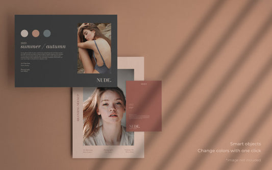 Free Minimal Brochure Collection Mockup With Soft Shadow Psd
