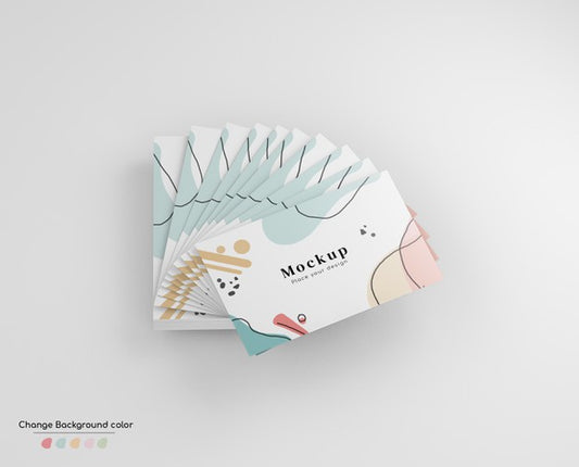 Free Minimal Business Visiting Card Mockup In Hand Fan Disposition. Psd