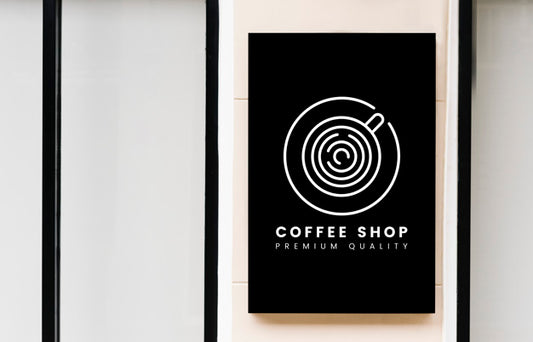 Free Minimal Coffee Shop Sign Mockup Psd