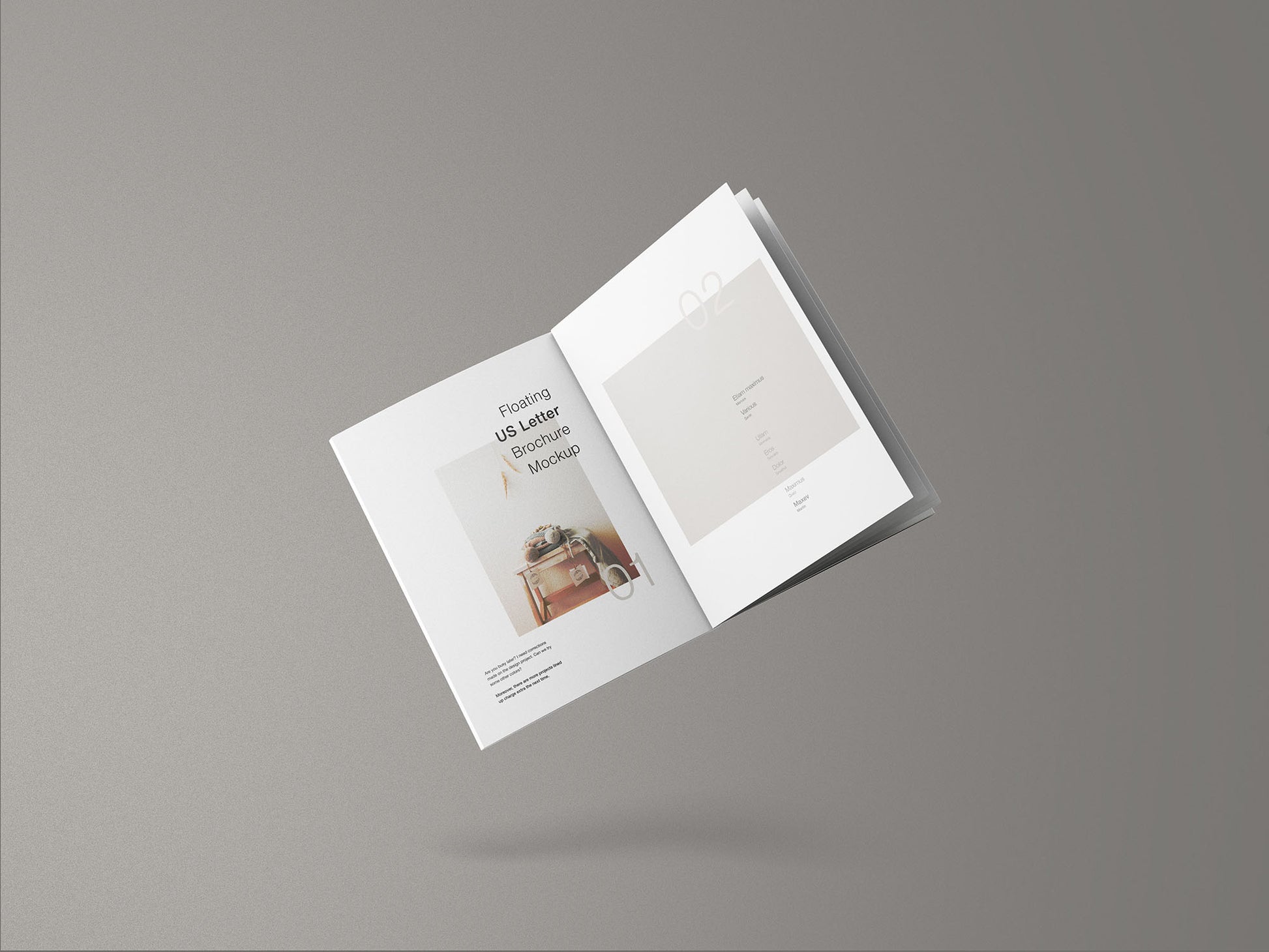 Free Minimal Floating Us Letter Brochure Mockup