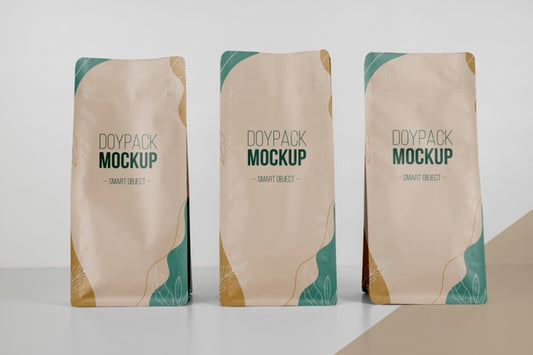 Free Minimalist Arrangement Of Doypack Mock-Up Psd