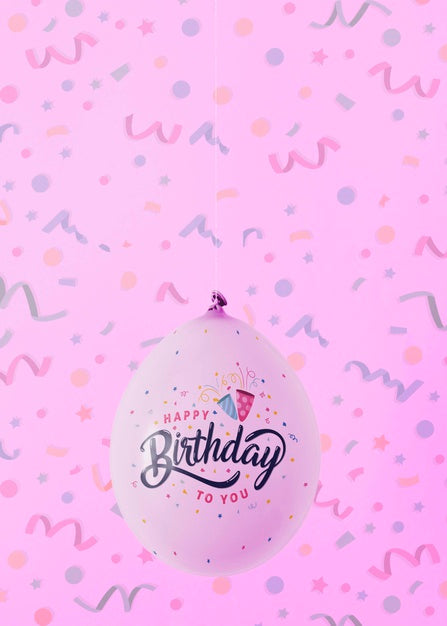 Free Minimalist Balloons With Blurred Confetti Background Psd
