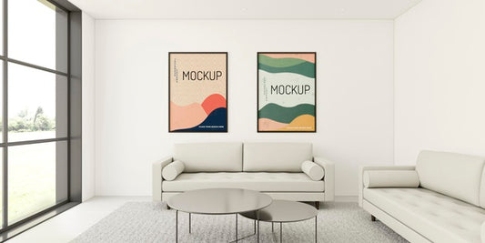 Free Minimalist Interior Composition With Frames Mock-Up Psd
