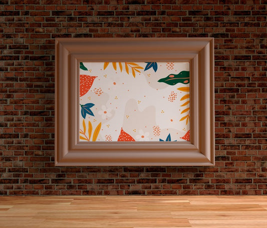 Free Minimalist Painting Frame Hanging On Brick Wall Psd