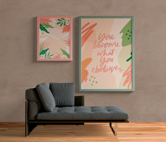 Free Minimalist Painting Frames Hanging On The Wall Psd