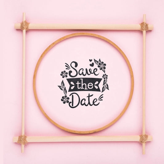 Free Minimalist Pink Frame Save The Date Mock-Up Psd