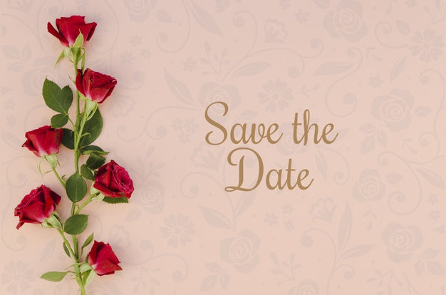 Free Minimalist Save The Date With Roses Psd