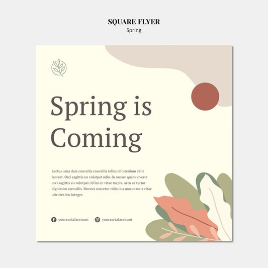 Free Minimalist Spring Square Flyer Template Psd