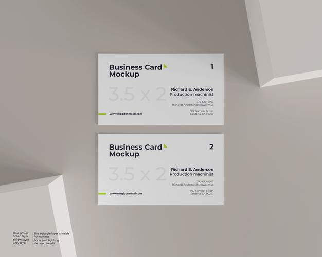 Free Minimalist Two White Business Cards Mockup Looks Top View Psd