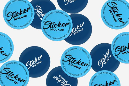 Free Mix Of Round Sitckers Collection Mockup Psd