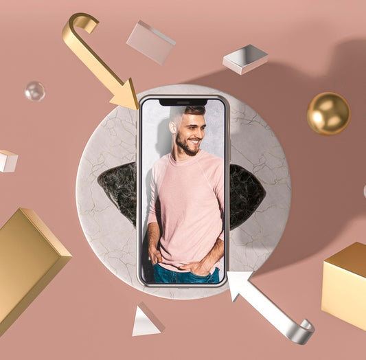 Free Mobile Phone 3D Mock-Up With Fashion Man Psd