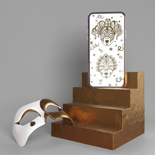 Free Mobile Phone Carnival App Mock-Up And Mask With Stairs Psd
