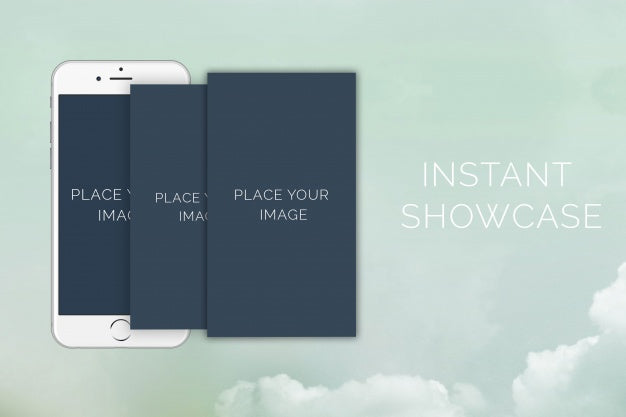 Free Mobile Phone Mock Up With Clouds Psd