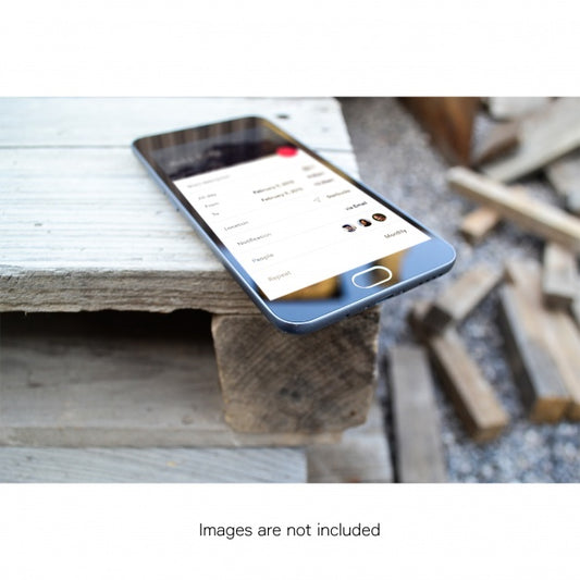Free Mobile Phone On Wooden Table Mock Up Psd