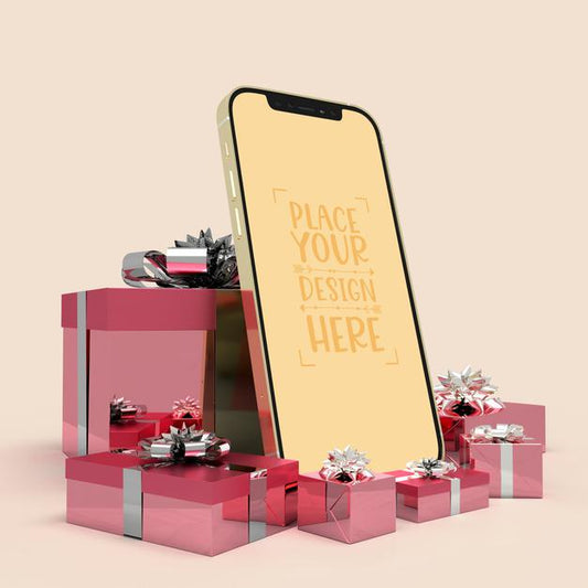 Free Mobile Phone Surrounded By Presents Psd