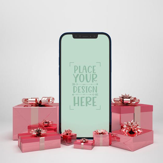 Free Mobile Phone Surrounded By Presents Psd