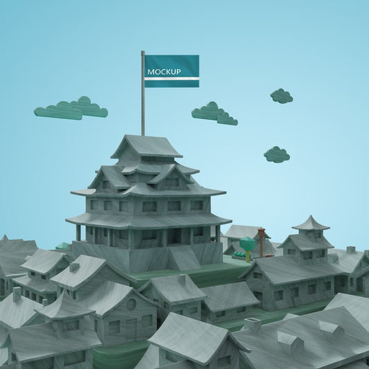 Free Mock-Up 3D Cities World Day Buildings Psd