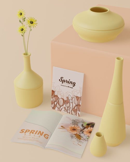 Free Mock-Up 3D Spring Decorations Psd
