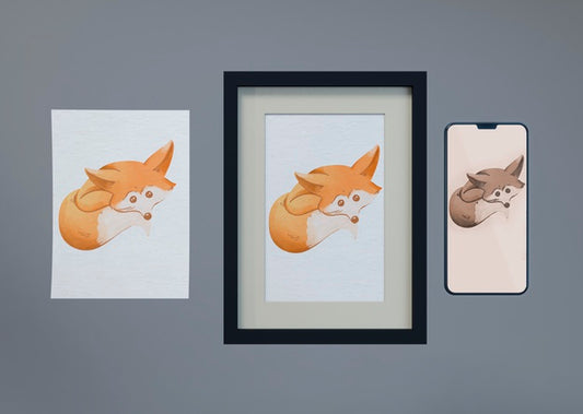 Free Mock-Up And Sheet With Fox Draw Psd