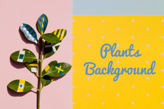 Free Mock-Up Artistic Drawing On Plant Psd