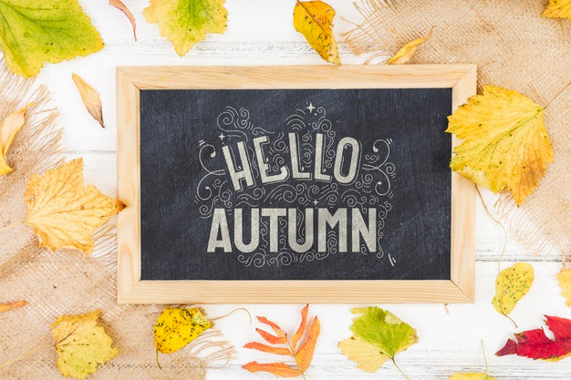 Free Mock-Up Board With Chalk Message For Autumn Psd