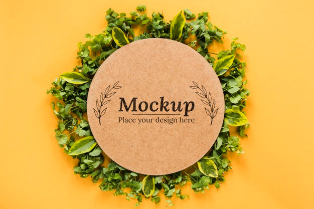 Free Mock-Up Card With Leaves Assortment Psd