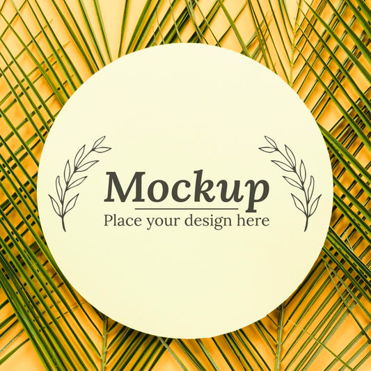 Free Mock-Up Card With Leaves Composition Psd