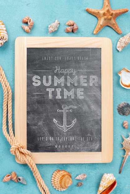 Free Mock-Up Chalkboard With Summer Quote Psd