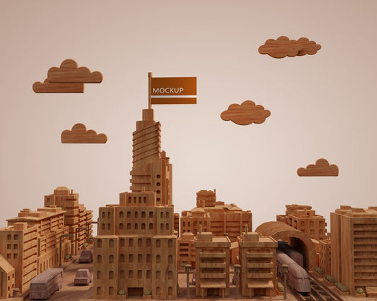 Free Mock-Up Cities 3D Buildings Model Psd