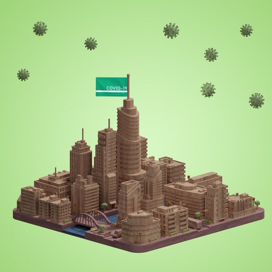 Free Mock-Up City Model With Covid19 Psd