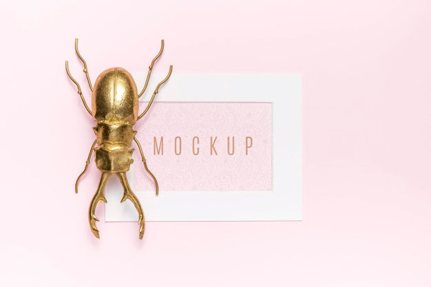 Free Mock-Up Concept With Golden Bug Psd