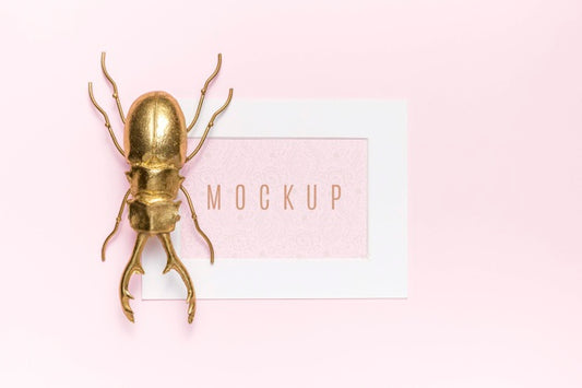 Free Mock-Up Concept With Golden Bug Psd
