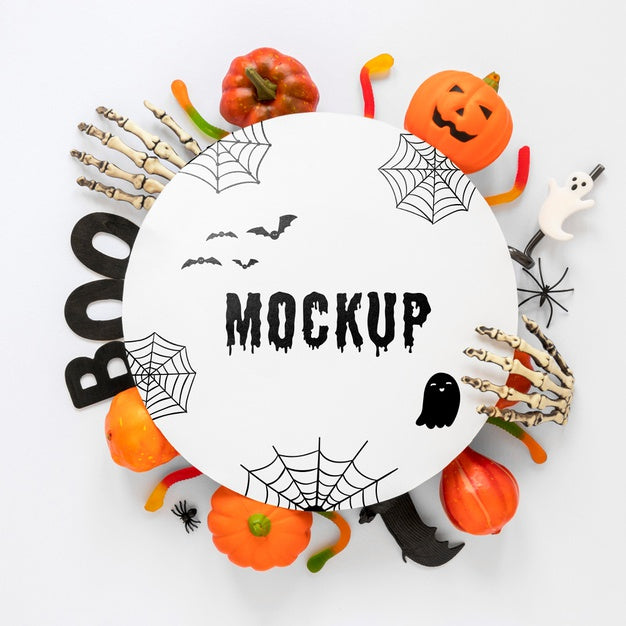 Free Mock-Up Design Halloween Concept Psd