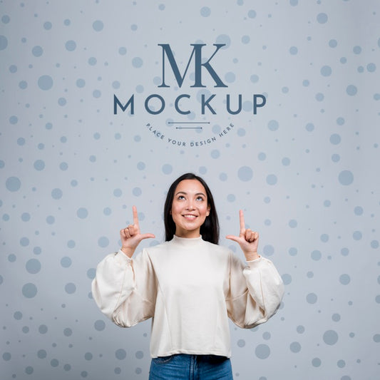 Free Mock-Up Design With Happy Girl Psd